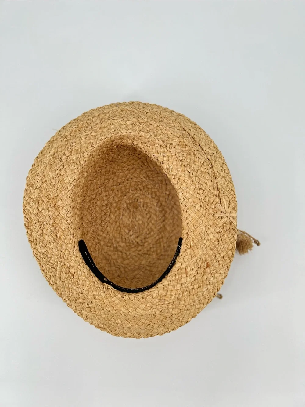 Helen Kaminski Braided Straw Sun Hat with Tassel Tie - Tan